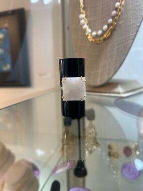 14K gold filled  White quartz Statement Ring - Women Jewelry.